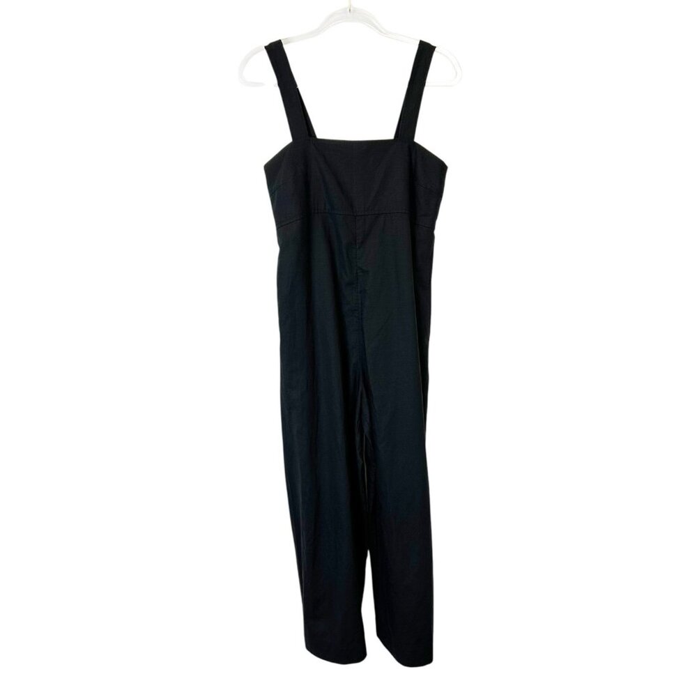 Uniqlo Black Wide Leg Jumpsuit Women’s‎ Size Medium Smocked Linen Blend